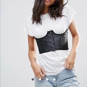 ASOS Twiin Apart Pu And Mesh Corset